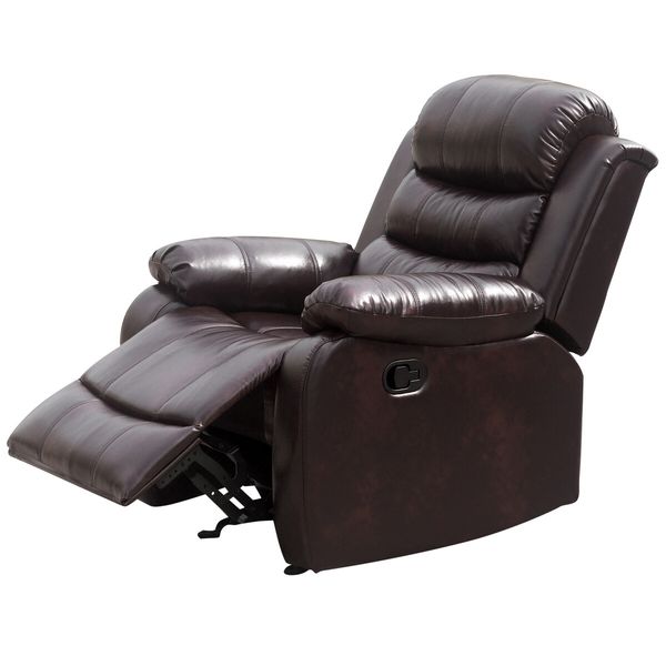 Recliner Chair Sofa Lounge Armchair Adjustable Padded Seat with PU Leather Cover Brown for Living Room