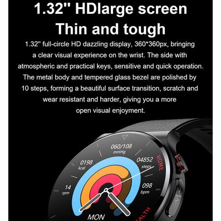 2022 Newest Men Smart Watch Phone Fitness Tracker Body Temperature Measurement Blood Pressure Fitness Tracker ECG Smartwatch