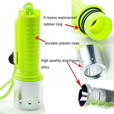 High Lumen LED Diving Flashlight Waterproof Underwater Flashlight for Scuba Diving