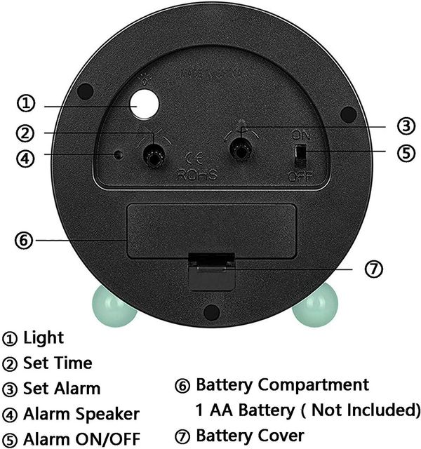 Alarm Clock, 4 inch Super Silent Non Ticking Small Clock with Night Light, Battery Operated, Simply Design, for Bedroom, Bedside, Desk, (Green)