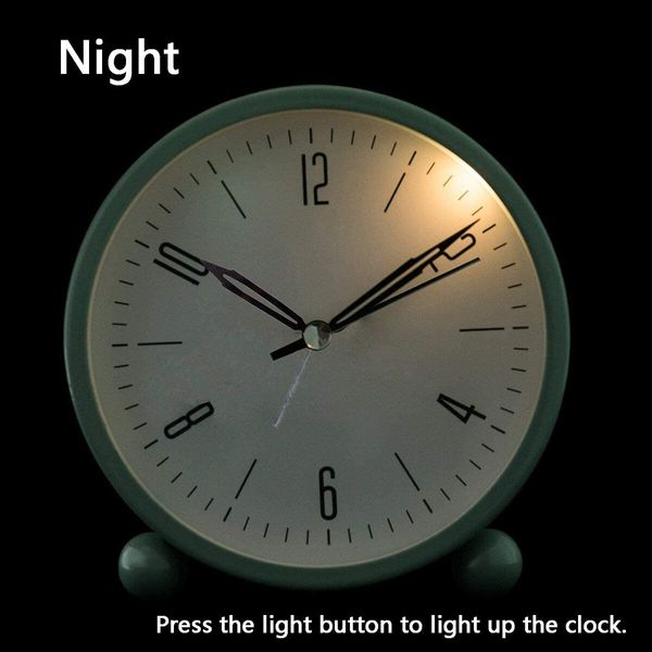 Alarm Clock, 4 inch Super Silent Non Ticking Small Clock with Night Light, Battery Operated, Simply Design, for Bedroom, Bedside, Desk, (Green)