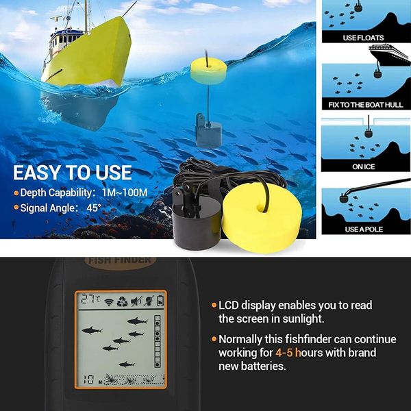 Portable Fish Finder,  Depth Finder for Outdoor Activity for Boat Fishing Sea Fishing