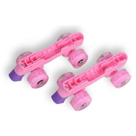 SizeM(30-33) Ice Pink Double-Row Roller Skates Shoes,4 Sizes Adjustable Roller Skating,Suitable For Beginners