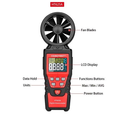 Digital Wind Speed Anemometer,  Air Speed  Flow Gauge