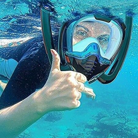 Full Face Silicone Snorkel Mask for Men Women Adults Youth Use ( size L/XL)