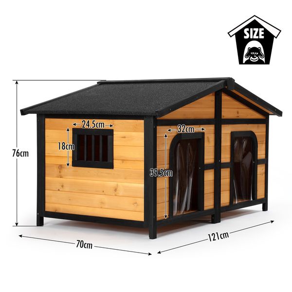 Petscene XL Size Dog Kennel Wooden Puppy Shelter Home Pet House Outdoor 2 Doors 