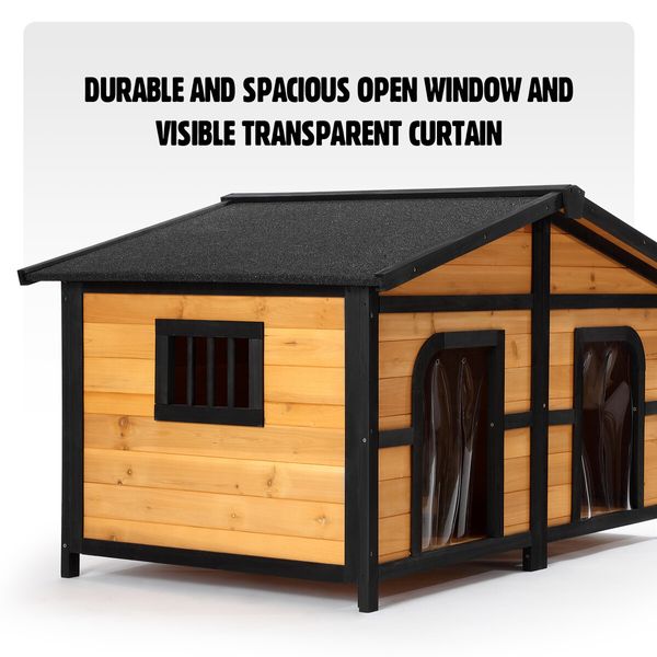 Petscene XL Size Dog Kennel Wooden Puppy Shelter Home Pet House Outdoor 2 Doors 