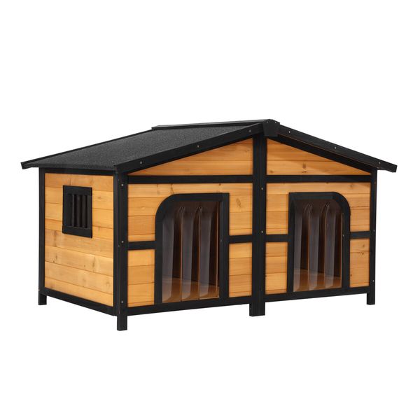 Petscene XL Size Dog Kennel Wooden Puppy Shelter Home Pet House Outdoor 2 Doors 