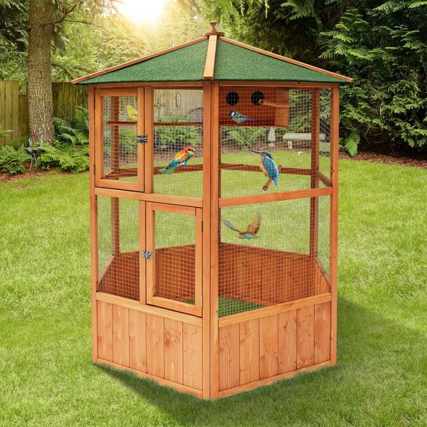 Petscene Bird Cage Aviary XL Size Wooden Cockatiel Budgie Pigeon Parrot Coop 