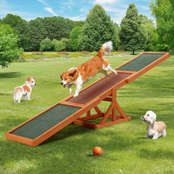 Petscene Pet Seesaw Dog Obedience Training Puppy Sports Agility Outdoor Play Equipment Wooden