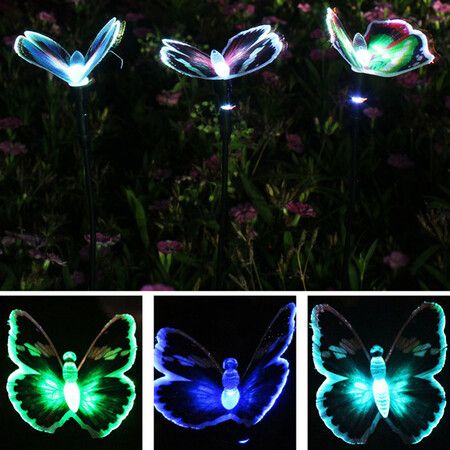 1PCS LED Garden Solar Butterfly Light Color-Changing Outdoor Waterproof for Garden Decoration Path Lawn Landscape Lamp Color Random