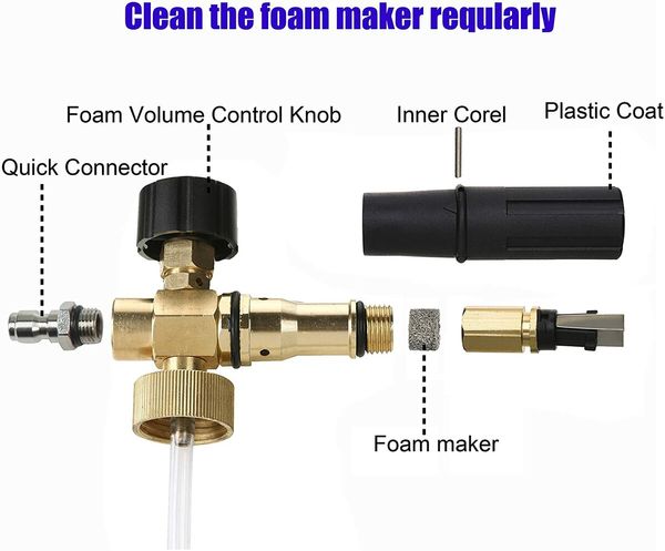 Foam Cannon with 1/4 Inch Quick Connector, 1 Liter, 5 Pressure Washer Nozzle Tips