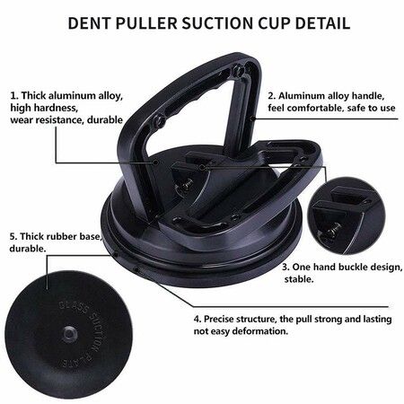 1 PCS Black Aluminum Suction Cup Dent Puller Car Dent Puller,  Handle Lifter Dent Remover for Car Dent Repair, Heavy Duty Glass Lifting and Objects Moving