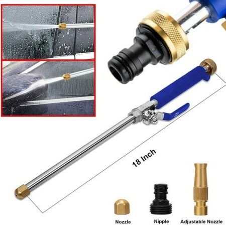 Hydro Jet High Pressure Power Washer Wand for Car Washing or Garden Cleaning, Heavy Duty Metal Watering Sprayer with Universal Hose End, Hydrojet Water Power Nozzle,Blue