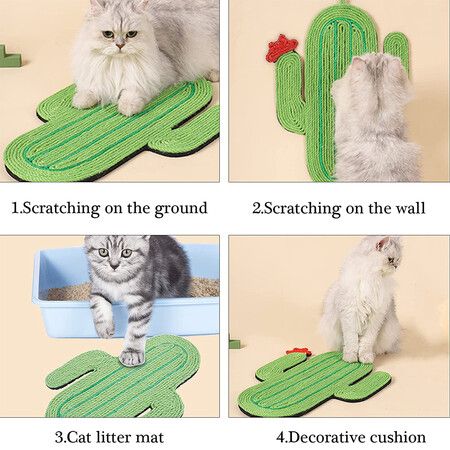 Durable Sisal Floor and Wall Mounted Pad, Non-Slip Scratching Mat for Indoor Small Cats