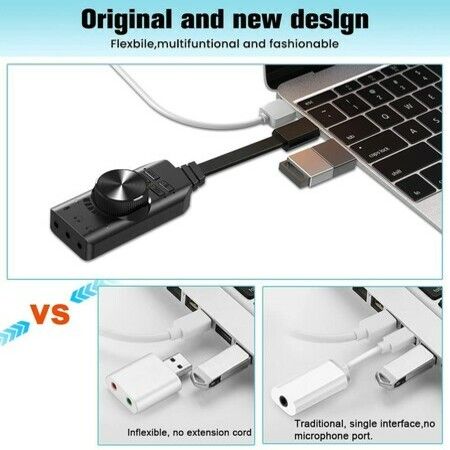 USB Sound Card Adapter 7.1 Channel External Audio Adapter Stereo Sound Card Converter 3.5mm AUX Microphone Jack