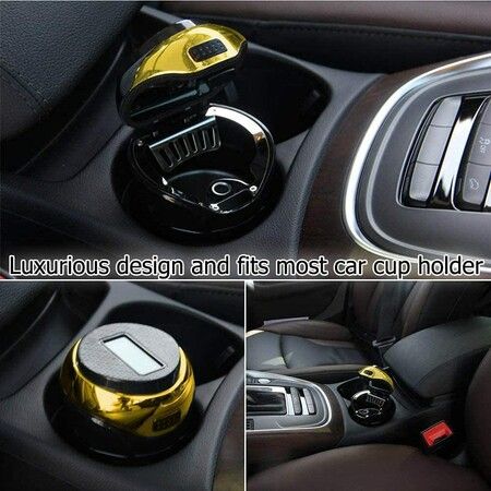 Car Ashtray,Portable Auto Smokeless Vehicle Ash Stainless with Lid for Women Men