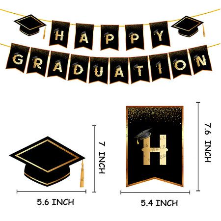 45pcs Class of 2022 Graduation DecorationsBackdrop Banner Balloon Black and Gold Confetti  Party Supplies