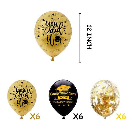 45pcs Class of 2022 Graduation DecorationsBackdrop Banner Balloon Black and Gold Confetti  Party Supplies