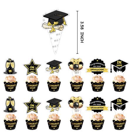 45pcs Class of 2022 Graduation DecorationsBackdrop Banner Balloon Black and Gold Confetti  Party Supplies