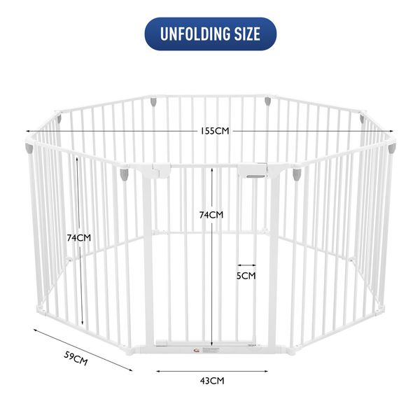 Pet Playpen Safety Fence Fire Guard Barrier Kid Activity Centre Play Yard Dog Enclosure w/ Door 8 Panels 4 in 1 XL