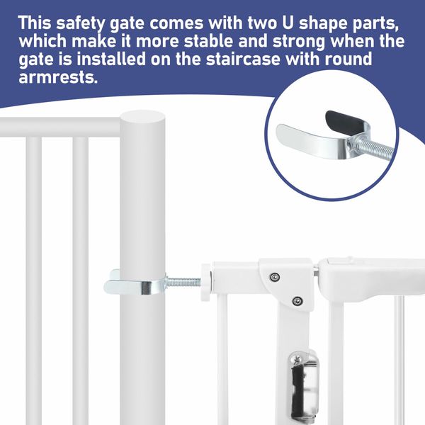 Adjustable Safety Gate Pet Dog Security Barrier Kid Safe Stair Fence Guard w/ Extension Walk Through Door 96cm White