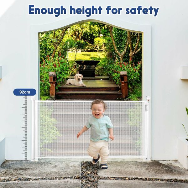 Retractable Safety Gate Mesh Pet Security Barrier Kid Safe Stair Fence Guard Dog Enclosure