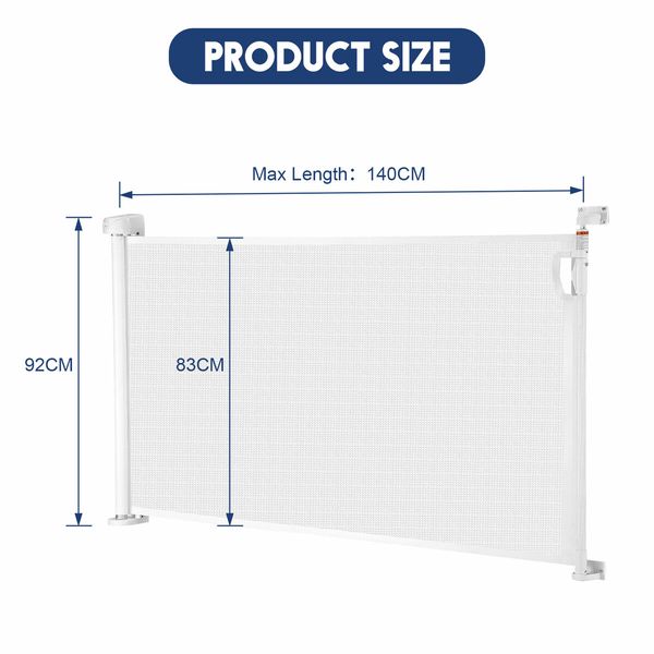 Retractable Safety Gate Mesh Pet Security Barrier Kid Safe Stair Fence Guard Dog Enclosure