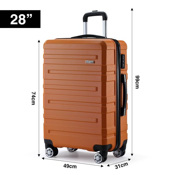 2 Piece Luggage Set Carry On Hard Suitcases Travel Trolley Lightweight TSA Lock Orange