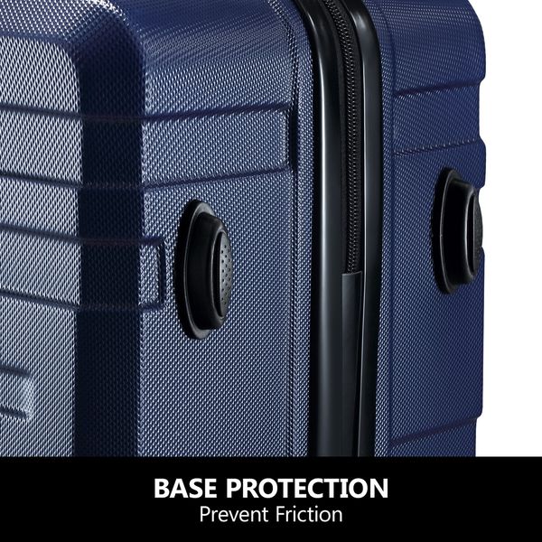 3 Piece Luggage Set Travel Carry On Hard Suitcases Trolley Lightweight with 2 Covers and TSA Lock Navy Blue