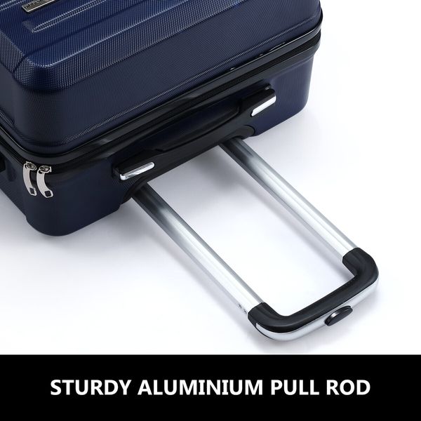 2 Piece Luggage Set Travel Suitcases Carry On Lightweight Hard Trolley TSA Lock Navy Blue