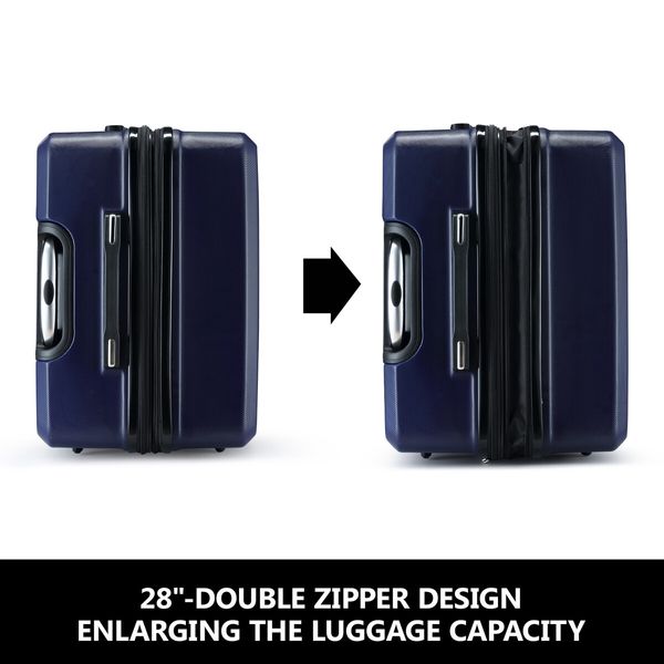 2 Piece Luggage Set Travel Suitcases Carry On Lightweight Hard Trolley TSA Lock Navy Blue