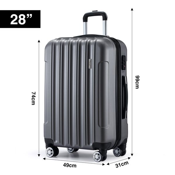 2 PCS Luggage Set Travel Hard Suitcases Carry On Lightweight Rolling Trolley TSA Lock Dark Grey