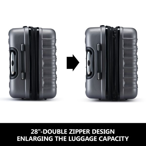 2 PCS Luggage Set Travel Hard Suitcases Carry On Lightweight Rolling Trolley TSA Lock Dark Grey