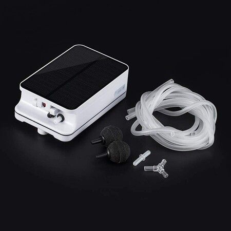 5V AC/DC Solar Power Charging Oxygenator Fish Tank Aquarium Air Pump, Oxygen Diffuser