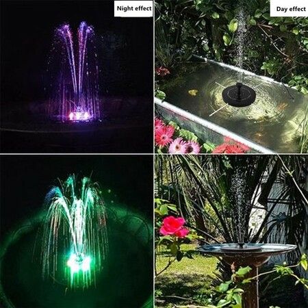 Solar Fountain Pump for Bird Bath, 3.8W Solar Water Fountain with LED Lights for Pool, Pond and Garden