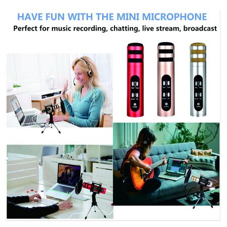 Stereo Studio Mic KTV Karaoke Mini For Smart Phone Laptop PC Desktop Handheld Audio Microphone