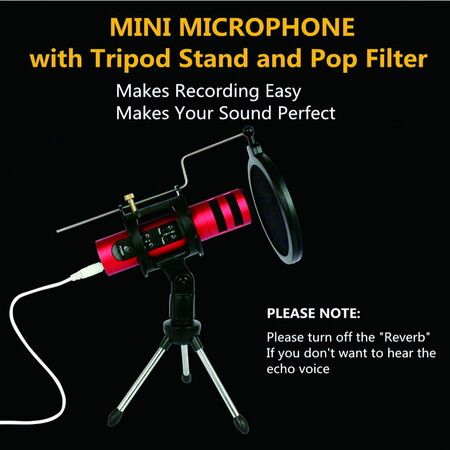 Stereo Studio Mic KTV Karaoke Mini For Smart Phone Laptop PC Desktop Handheld Audio Microphone