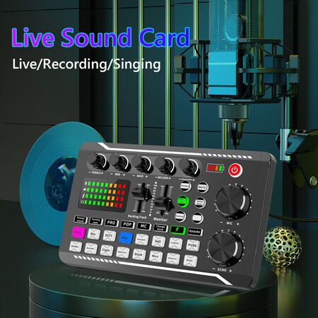 Podcast Microphone Bundle Sound Card 16 Sound Effects Audio Recording Sound Mixer Audio Mixing Console Amplifier for Phone PC