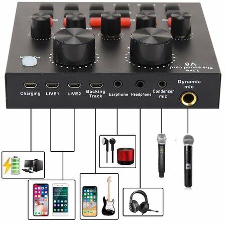 Podcast Microphone Bundle Livestream Mic Kit with Live Sound Card Adjustable Metal Shock Mount Recording Broadcasting Gold