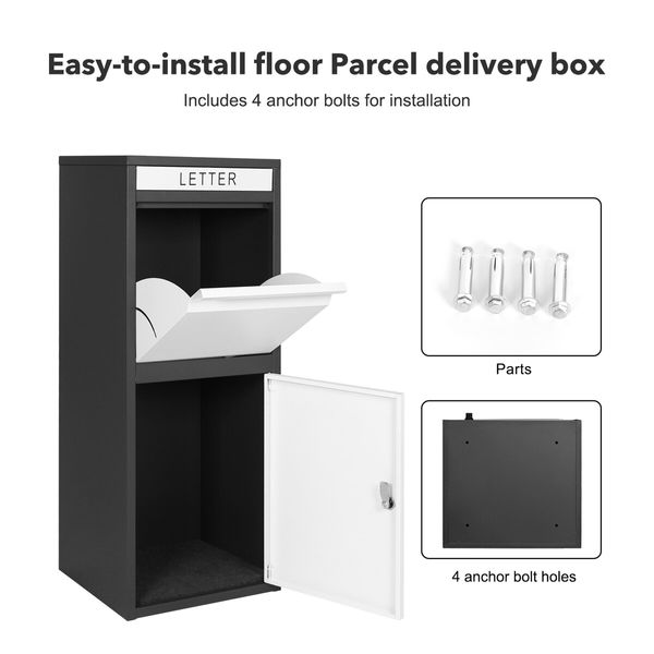 Letterbox Parcel Mailbox Freestanding Drop Post Delivery Box Locking for Home Package