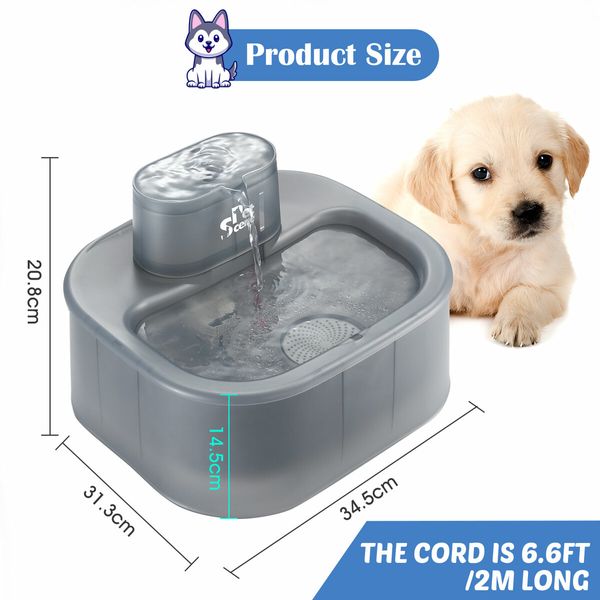 6L Automatic Pet Fountain Dog Water Dispenser Cat Drinking Feeder Bowl with Replacement Faucet Kit