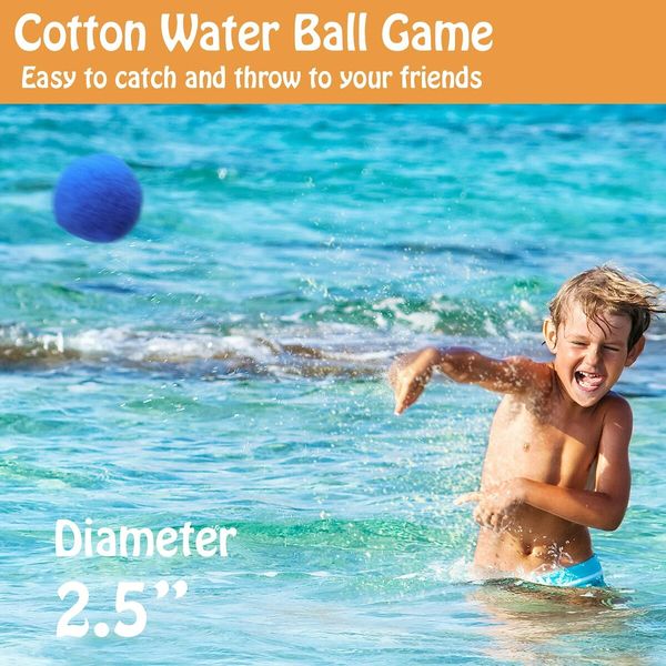 30 Water Balls Reusable, Cotton Balls for Water Fight Outdoor, Splash Summer Fun Toys for Kids (3 Colour)