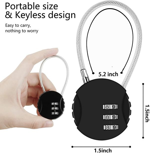 Combination Lock 3 Digit Outdoor Waterproof Padlock for School Gym Locker, Sports Locker (1 Pack)