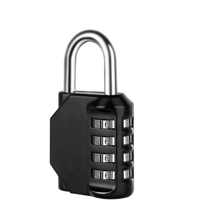 Combination Lock, 4 Digit Combination Padlock for School Gym Sports Locker, Fence, Toolbox, Case, Hasp Cabinet Storage (1 Pack, Black)