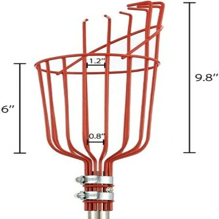 Fruit Picker Tool 8 Ft Height Adjustable Fruit Picker with Big Basket Light Weight Stainless Steel Pole