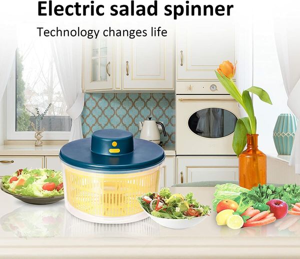 Electric Salad Spinner 3L Vegetable Washer USB Electric Chargeble Lettuce Cleaner and Dryer BPA Free