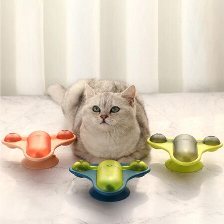 Smart Swivel Plane Cat Toy Food Falling Interesting Plane Kitty Pet Supplies(Blue)