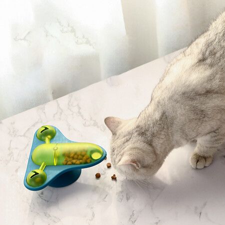 Smart Swivel Plane Cat Toy Food Falling Interesting Plane Kitty Pet Supplies(Blue)