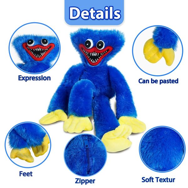 Glowing Singing Huggy Wuggy Plush Toys  Poppy Playtime Toy 40cm Monster Horror Doll Gifts Color Blue